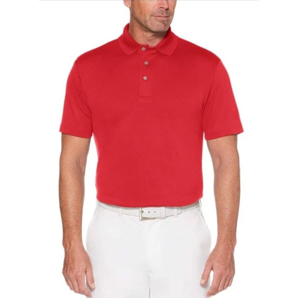 Pro Tour Air Play Shirt Size M Men's Red Short Sleeve Polyester Knit Golf Polo
